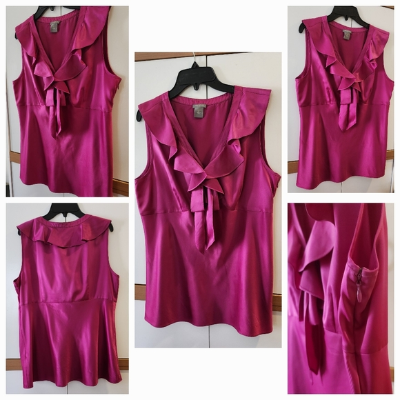 Ann Taylor Size 12. Polyester. Fuchsia. Beautiful Design and color. Gently used. - Picture 1 of 12